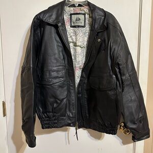 Burks Bay Men's Black Leather Bomber Jacket